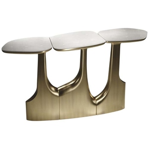 Mesa consola de diseño moderno y estilo lujoso con detalles en latón con pátina de bronce, consola de pasillo de diseño contemporáneo. - Product Image 1