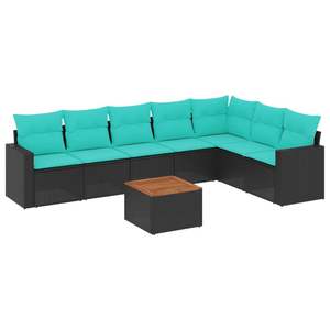 Juego de sofás de patio de ratán sintético negro de 8 piezas con cojines, conjuntos de jardín - Product Image 2