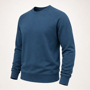 Sudadera Personalizable Azul Petrol para Hombre, Cuello Redondo, Estilo Atlético Holgado, Tejido de Algodón y Felpa, Modelo MCRW-0018 - Product Image 4