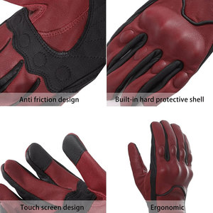 Gants de moto couleur sang de bœuf/noir personnalisables pour la prévention des blessures, pour la conduite, la course sur route, le cyclisme, le motocross et l'escalade - Product Image 3