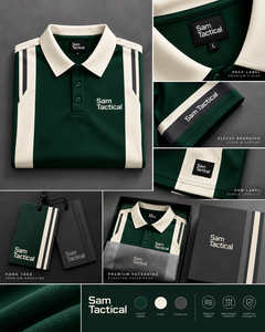 Sam Tactical <b>Men's</b> <b>Green</b> White Color Blocked Short Sleeve <b>Polo</b> <b>Shirt</b> Breathable Knitted Casual Wear - Product Image 6