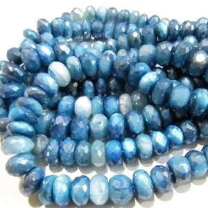 Perles de pierre de lune bleu topaze naturel, facettées en rondelle, revêtement AB, 8 mm, brin de 7 pouces - Product Image 3