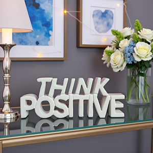 Artículo Decorativo de Mesa con Diseño Motivacional y Estético, para el Hogar, Estudio u Oficina, Decoración de Habitaciones, Pintado en Blanco - Product Image 1