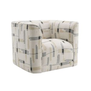 Poltrona Girevole Darya in Tessuto Beige con Motivo per Soggiorno - Product Image 1