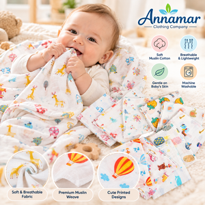 Lingette à épaules en mousseline pour bébé |   Tissu d'allaitement en coton doux et respirant |   Lingette légère pour nouveau-né |   Serviette de bain pour bébé à motifs mignons - Product Image 2