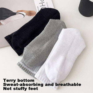 Breathable Ankle <b>Socks</b> for Running Men <b>Women</b> Black White Solid Knitted Anti Slip Cotton Bamboo Fiber Summer Standard <b>Thickness</b> - Product Image 5