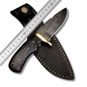 Cuchillo de Camping de Acero de Damasco Hecho a Mano de Primera Calidad, Grabado Personalizado, Hoja Afilada Tipo Drop Point, Funda de Cuero y Madera - Product Image 6