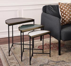 Modern <b>Marble</b> <b>Top</b> <b>Console</b> <b>Table</b> Set with Metal Legs Contemporary Living Room Accent Furniture - Product Image 3