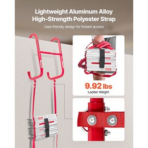 บันไดหนีไฟแบบพับเก็บได้ 2 ชั้น ขนาด 13 ฟุต ทำจากอลูมิเนียมอัลลอยน้ำหนักเบา แข็งแรงทนทาน สำหรับกรณีฉุกเฉิน - Product Image 4