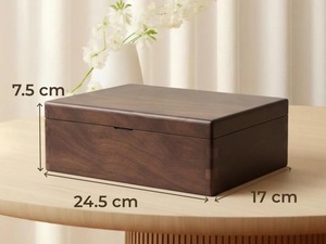 Boîte en bois rectangulaire écologique pour le rangement de bijoux et cadeaux - Intérieur doux pour articles délicats - Noël, Nouvel An chinois, décoration de table - Product Image 1