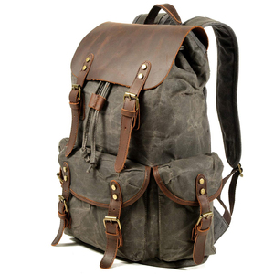 Meilleures ventes : Sacs à dos en cuir grande capacité pour l'université et l'école, sacs à dos en cuir véritable avec plusieurs poches latérales et frontales - Product Image 3
