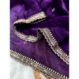 Hermoso Sari con Bordado Zari para Fiestas, Ropa India y Pakistaní - Product Image 5