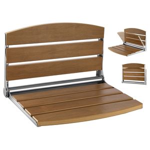 Siège de douche mural pliable de 17,7 pouces avec dossier, banc de douche pliable pour couloir de salle de bain, étagères de salle de bain - Product Image 1