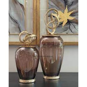 Contenants de rangement décoratifs en métal et verre de qualité supérieure, au design attrayant, pour la maison et l'hôtel, comme centre de table. - Product Image 6