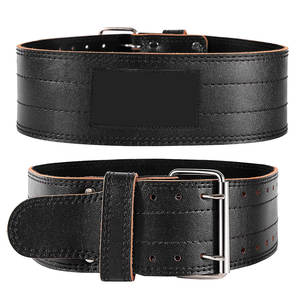 Ceinture de musculation réglable noire en cuir véritable haute performance pour entraînement fitness et sport - Product Image 3
