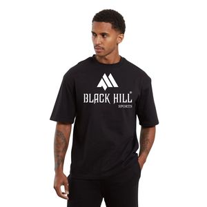 เสื้อยืดคอกลมแขนสั้นผู้ชายสีดำ โลโก้ Black Hill Sports เสื้อยืดลำลองสไตล์สตรีทแวร์ ทรงหลวมใส่สบาย เสื้อผ้าผู้ชายสำหรับใส่ทุกวัน - Product Image 1