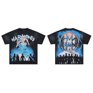 Nouveau T-shirt Homme HARMONY à Manches Courtes, Style Hip-Hop Urbain de Los Angeles, Design Uni Oversize, Style Sombre avec Strass - Product Image 3