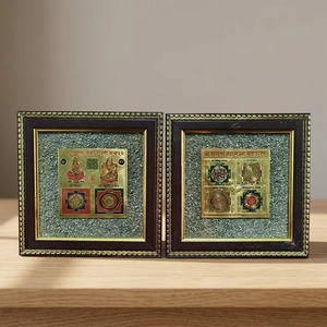 Cuadro Cuadrado de Pirita Kuber Laxmi de la Mejor Calidad, Decoración para el Hogar, Regalo, Artesanía India, Diseño Floral Ecológico, Venta al por Mayor - Product Image 1