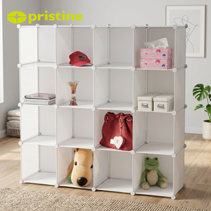 Estante de Almacenamiento de Plástico Rojo con Forma de Cubo, Unidad Apilable de 20 Cubos para Organización del Hogar, Diseño Moderno - Product Image 4
