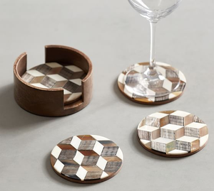 Sous-verres artisanaux élégants en os incrusté, couleur et taille personnalisables, durables pour la maison, la salle à manger, le salon et le bar - Product Image 2