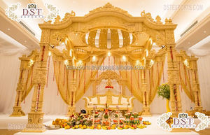 Mandap de madera abierto de boda Maharani con cúpula Grand Fusion boda Mandap de madera boda hindú Mandaps de madera nuevo diseño - Product Image 5