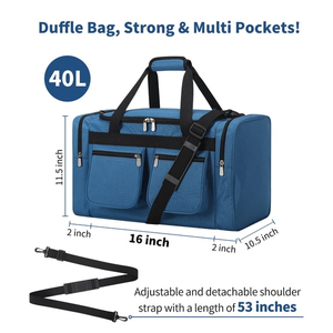 Sac à dos tactique bleu grande capacité en polyester, sac de voyage et de sport avec fermeture éclair, boucle et cadenas, sac de week-end multi-poches - Product Image 6