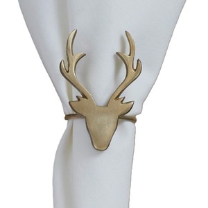 Anillos de Servilleta de Latón Hechos a Mano con Diseño de Reno, para Eventos, Bodas, Navidad, Modernos, Metálicos, Decorativos para la Mesa - Product Image 1