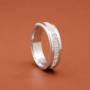 แหวนแต่งงานคลาสสิกทรงกลมประดับเพชรโมอิสซาไนต์เงินแท้ 925 แบบฝังช่อง - Product Image 3
