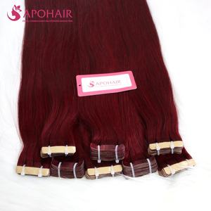 Extensiones de cinta de cabello humano crudo Color rojo oscuro Natural recto vietnamita extensiones de cabello humano - Product Image 2