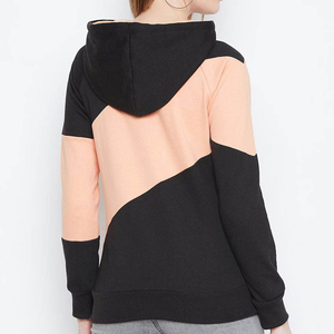 Sudadera con Capucha Personalizada para Mujer, Diseño Asimétrico con Bloques de Color, Algodón y Fibra de Bambú, Ropa Casual de Otoño, Manga Larga, Tejido de Punto - Product Image 4