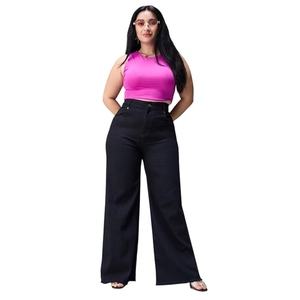 Jogging en denim léger extensible taille haute pour femme - Product Image 1