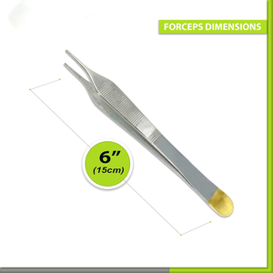 Pinzas Adson Premium con Mango Dorado, Rectas, Punta Fina, Serradas, Instrumento Quirúrgico Veterinario, Certificado ISO13485 Clase I CE - Product Image 6