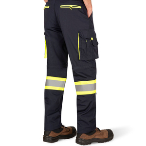 Pantalon Capri de Travail Noir pour Homme avec Bandes Réfléchissantes, Multiples Poches, Respirant, en Velours Côtelé Écologique, Imperméable, Taille Mi-Haute, Fermeture Éclair - Product Image 4