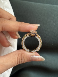 แหวนเพชรทรงลูกแพร์และทรงกลม ทองคำขาว 14k เพชรเลี้ยงในห้องปฏิบัติการ รับรองโดย IGI เครื่องประดับหมั้นสุดหรู ประกายเปล่งประกาย งดงามเหนือกาลเวลา - Product Image 5
