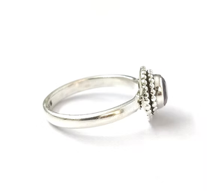Sleek Band Trendy <b>Garnet</b> <b>Ring</b> (2.2 Grams) Made 925 <b>Silver</b> for Unisex - Handmade Collection Jewelry By JAIPUR <b>SILVER</b> - Product Image 3