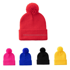 Unisex <b>Beanie</b> Hat 100% Acrylic Computer Knitted Solid Color Winter Casual Adult 56-58CM <b>Pom</b> <b>Pom</b> Top - Product Image 4