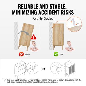 Juego de 2 Armarios de Almacenamiento de Ratán, Aparador Ajustable con 4 Puertas Magnéticas y Estantes para Aparadores - Product Image 5