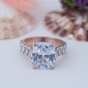 Bezel Set 3 Carat <b>Emerald</b> Cut Moissanite Engagement <b>Ring</b> 925 Sterling <b>Silver</b> 18k Gold Plated for Certified Women's Jewelry - Product Image 1