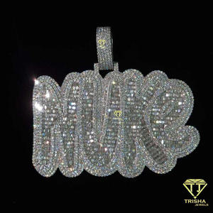 <b>Custom</b> Script <b>Name</b> Pendant With Moissanite Diamond 925 Sterling Silver Iced Out Hip Hop <b>Necklace</b> Gold Plated Personalized Luxury - Product Image 3