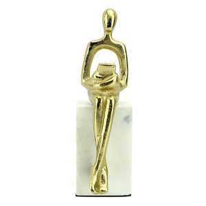 27cm H x 12cm W x 8cm L Golden <b>Figurative</b> Sculpture Handmade Contemporary Art Decor for Living Room Tabletop Display - Product Image 2