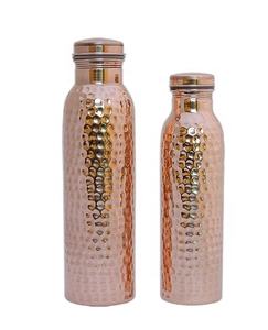 Set of Two Copper Pure Hammered Water <b>Drinking</b> Bottle Water Indian Fancy Customized Copper Bottles With Custom Logo Water Bottle - Product Image 1