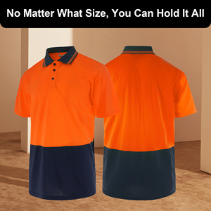 Men's Orange Navy Solid Short Sleeve for Shirt Plus Size Casual Knitted Polyester Eco-Friendly Breathable <b>Canvas</b> - Product Image 4