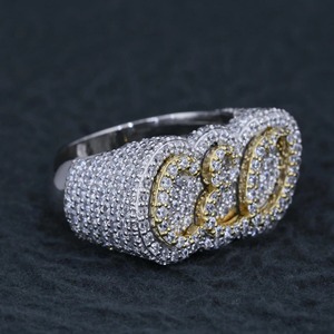 Custom CEO <b>Ring</b> <b>Mens</b> Iced Out Two Tone Lab Diamond Signet <b>Ring</b> Hip Hop Bling Jewelry Boss Hustle Gift Statement <b>Ring</b> - Product Image 3