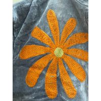 Veste en velours de coton brodée à la main pour femmes, col mandarin, manches longues, motif floral, ouverte sur le devant, style bohème d'hiver