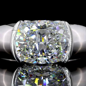 Anillo de Compromiso Solitario con Diamante Cultivado en Laboratorio con Certificación IGI, Corte Cojín, Engaste en Bisel, Oro 10K 14K 18K, Rodio, para Boda o Fiesta - Product Image 2