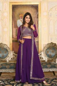 Nouveau concepteur Faux Georgette Lehenga pour les vêtements de mariage et les tenues de festival Top Lehenga avec haussement d'épaules pour femmes Mode pakistanaise - Product Image 3