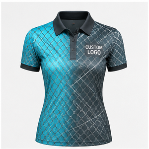 เสื้อโปโลผู้หญิงลายตารางเพชรสีเทอร์ควอยซ์แบบกำหนดเอง แห้งเร็ว ระบายอากาศได้ดี แขนสั้น ชุดยูนิฟอร์มทีมกอล์ฟ WPS-0824 - Product Image 4