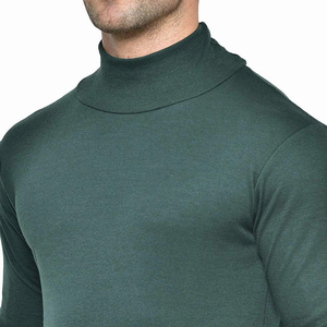 Pull col roulé pour homme, vert foncé, col haut, manches longues, tricoté, style pull-over, couleur unie, manches classiques, pour l'automne - Product Image 6