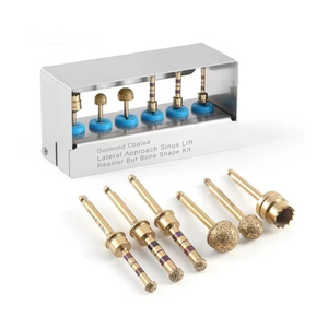 Juego de Instrumentos Quirúrgicos para Implantes Dentales: Fresas de Diamante para Levantamiento de Seno, Brocas DASK, Crestales, Laterales e Internamente Irrigables - Product Image 3