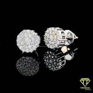Iced Out Round Moissanite Diamond Earrings In 925 Sterling <b>Silver</b> Luxury Style - Product Image 6